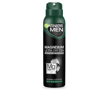 Garnier Men Dezodorant spray Magnesium Ultra Dry 72h - Lasting Dry Protect 150 ml